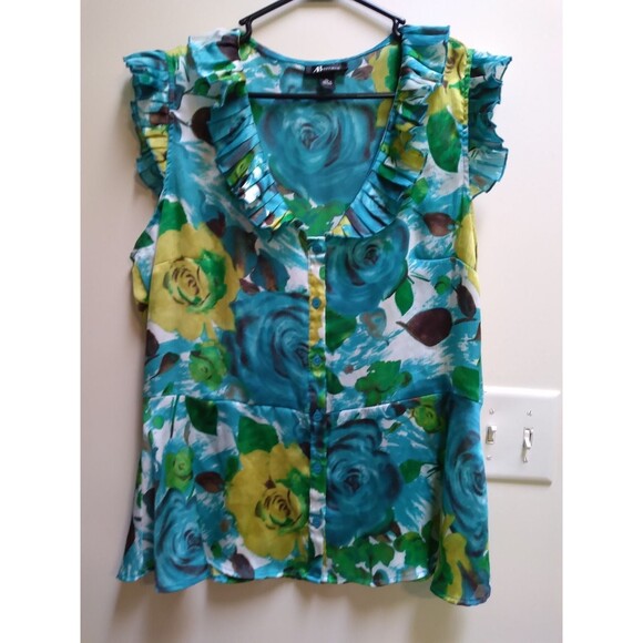 AB Studio Ruffle Blouse Size XL - Picture 1 of 6